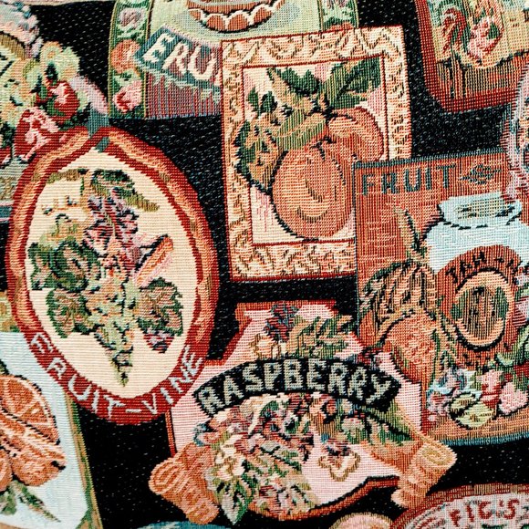 Tapestry Sofa Throw Pillow 16x19 Cottagecore Fruit Jam Raspberry  Marmalade Vtg - Picture 9 of 10